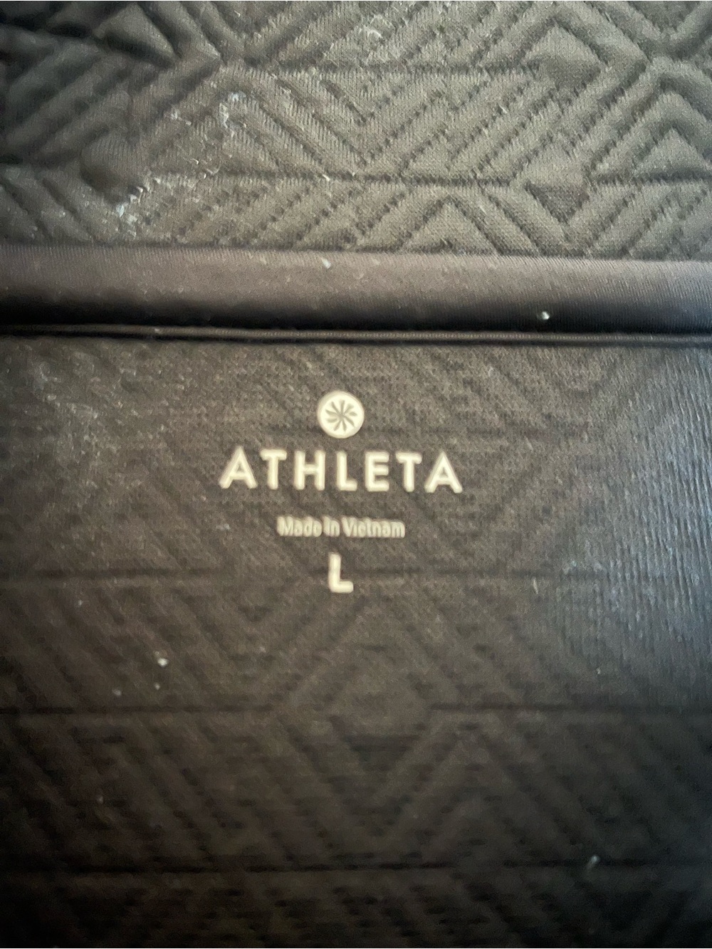 Athleta Black Jacquard Quilted Cowl Neck Hoodie Pullover Thumbhole Size Large - Picture 12 of 12